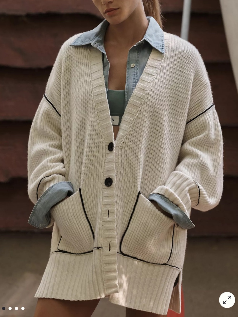 Stateside Billy Long-Sleeve Knit relaxed Oversize Cardigan Sweater Women’s Sz S
